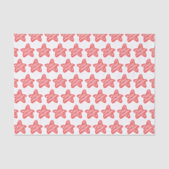 Moderne rosa Stern-Skizzenmuster Seidenpapier (Vorderseite)