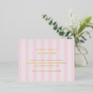 Moderne rosa Streifen Elegante Hochzeits-Folie-RSV Folie Einladungspostkarte