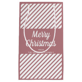 Moderne rosa Streifen Frohe Weihnachten Kleine Geschenktüte