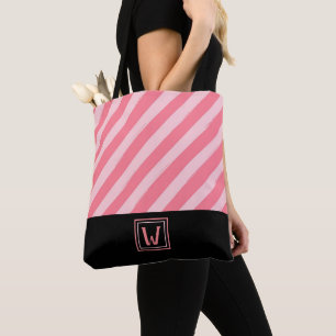 Moderne rosa Streifen mit elegantem Monogramm
