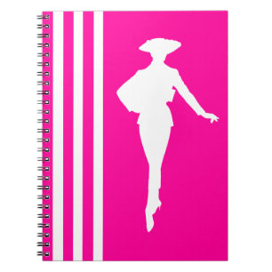 Moderne rosa Streifen mit Mode-Silhouette Notizblock