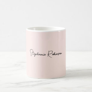 Moderne Rosa Stylische Monogramm-Name-Schriftzug Kaffeetasse