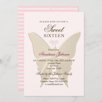 Moderne Rosa Sweet 16 Geburtstagsfeier Einladung