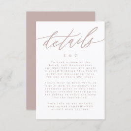 Moderne Rosa Taupe Kalligrafie Hochzeitdetails RSVP Karte