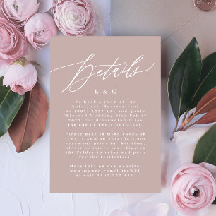 Moderne Rosa Taupe & White Monogram Wedding Detail RSVP Karte
