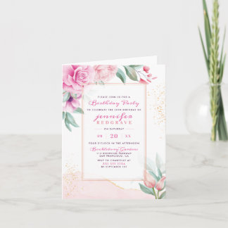 Moderne rosa Trendy Blooms Geburtstagsparty Einladung