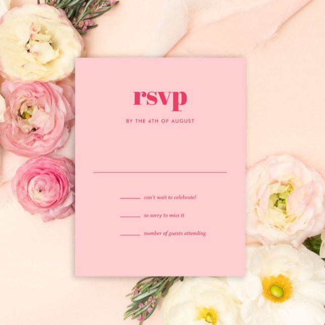 Moderne rosa Trendy Mix Match Wedding RSVP Karte (Von Creator hochgeladen)