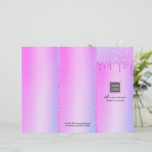 Moderne rosa Tropfen Holograpischer Salon Tri-Falt