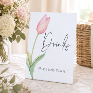 Moderne rosa Tulpe Solo Brautparty-Getränke Sockelschild