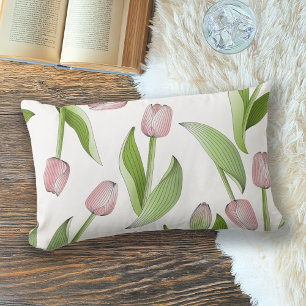 Moderne rosa Tulpenblume Botanisches Blumenmuster Lendenkissen