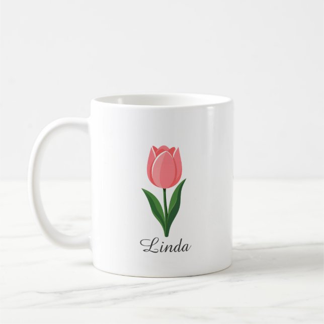 Moderne rosa Tulpenblume Kaffeetasse (Links)