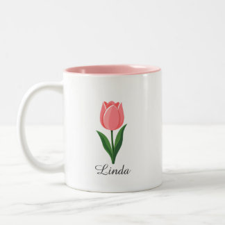 Moderne rosa Tulpenblume Zweifarbige Tasse