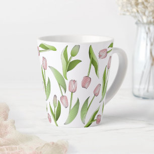 Moderne rosa Tulpenmuster Milchtasse