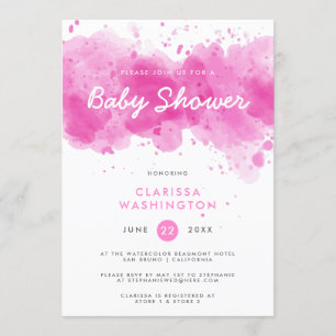 Moderne rosa Typografie-Babyparty des Aquarell- Einladung