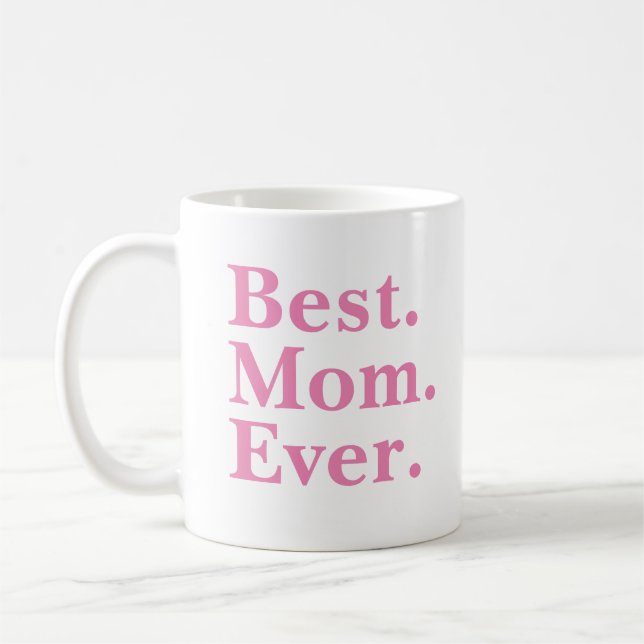 Moderne rosa Typografie "Beste Mama je" Kaffeetasse (Links)