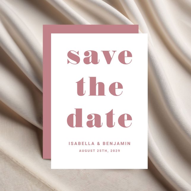 Moderne rosa Typografie Save The Date (Modern Pink Dusty Rose Typography Wedding Save The Date)