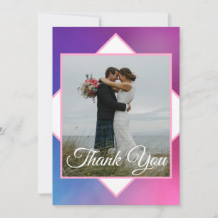 Moderne rosa und blaue Hochzeit Dankeskarte