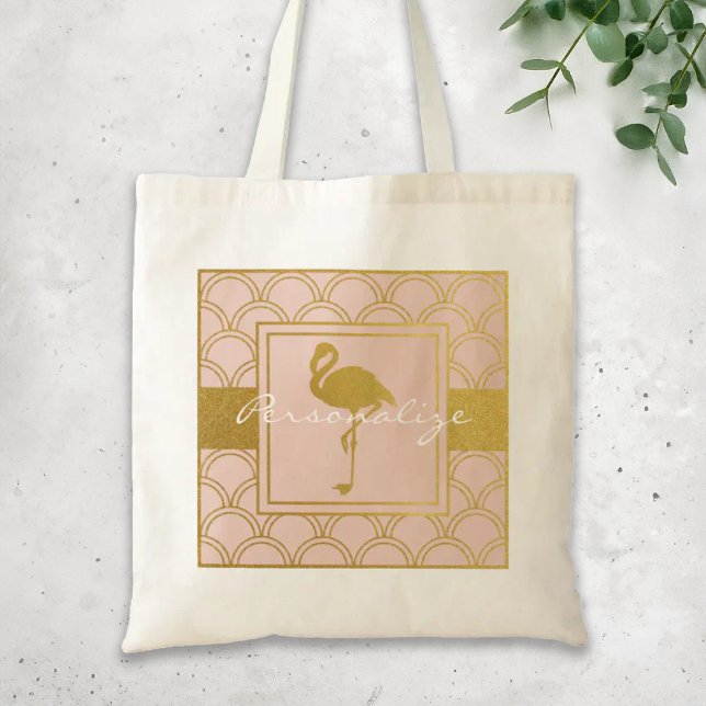 Moderne Rosa und Gold Glitzer Flamingo Tragetasche (Von Creator hochgeladen)