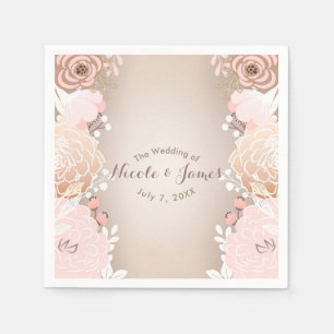 Moderne rosa und goldene Blumen Hochzeitsdusche fü Serviette