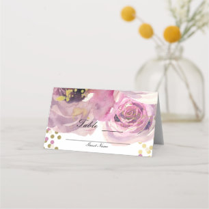 Moderne rosa und goldene Blumenhochzeit Tischsitzo Platzkarte