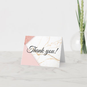 Moderne rosa und goldene Glittermarmor-Optik Dankeskarte