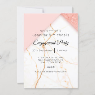 Moderne rosa und goldene Glitzer-Marmor-Verlobung