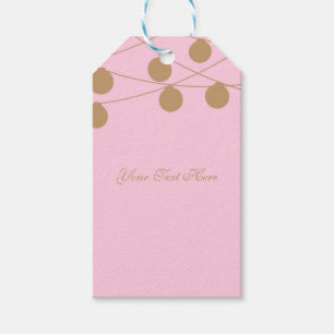 Moderne rosa und goldene Lichterkette, stilvolle P Geschenkanhänger