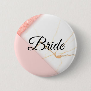 Moderne rosa und goldene Marmor-Braut Button