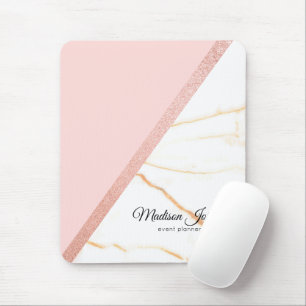Moderne rosa und goldene Marmor-Glitter-Mauspad Mousepad