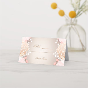 Moderne Rosa- und Goldflorale Blume Hochzeitstisch Platzkarte