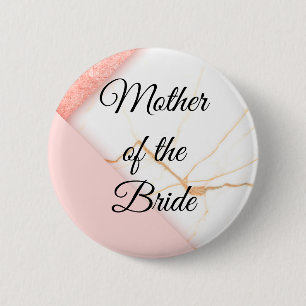 Moderne Rosa- und Goldmarbelmutter der Braut Button