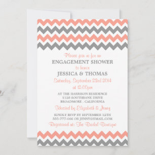 Moderne Rosa- und Graudusche Zickzack Verlobung Einladung