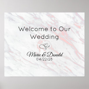 Moderne Rosa- und Graumarmorhochzeit Poster