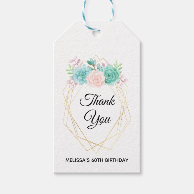 Moderne rosa und grüne Aquarellfarben Geschenkanhänger (Vorderseite)