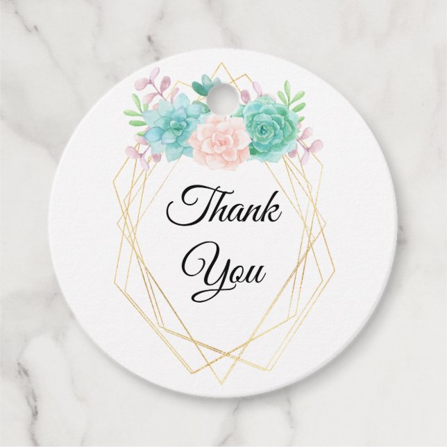 Moderne rosa und grüne Sukkulationen Vielen Dank Geschenkanhänger (Vorderseite)