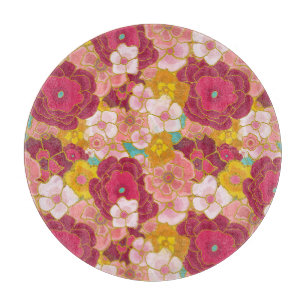 Moderne rosa und magenta Blumenmuster für sie   Schneidebrett