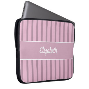 Moderne rosa und mauve gestreifte Laptop-Hülle Laptopschutzhülle