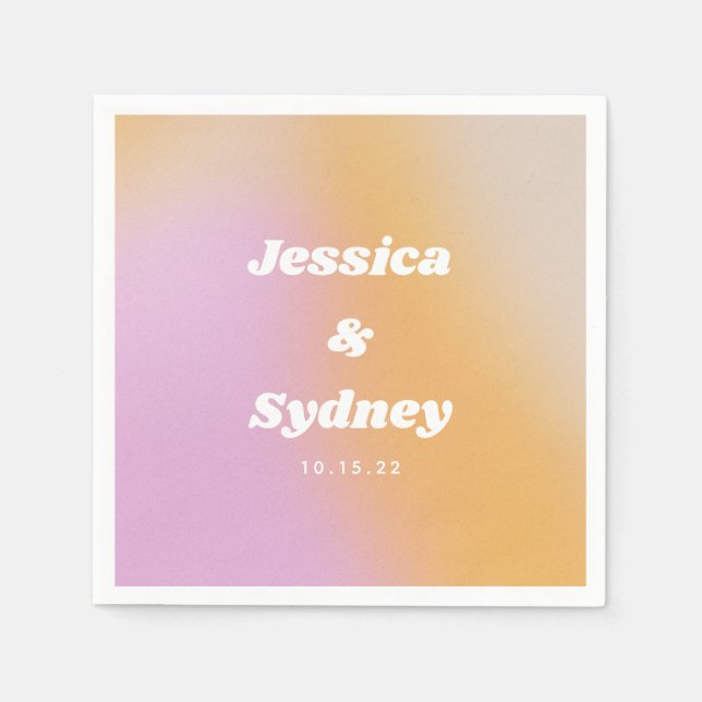 Moderne rosa und orangefarbene Abstrakte Hochzeit  Serviette (Vorderseite)