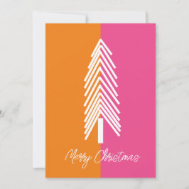 Moderne, rosa und orangefarbene Pop Weihnachtskart Einladung