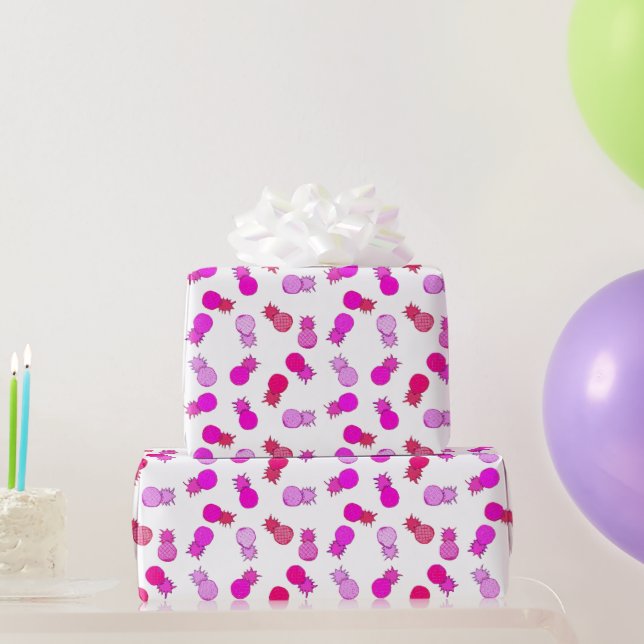 Moderne rosa und rote Ananas Geschenkpapier (Partygeschenke)