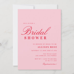 Moderne rosa und rote Brautdusche Einladung