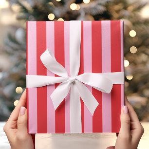 Moderne rosa und rote, fette Streifen Geschenkpapier