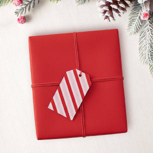 Moderne rosa und rote Streifen Weihnachten Geschenkanhänger