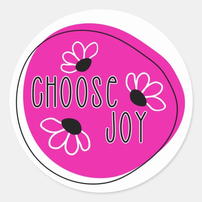 Moderne Rosa und Schwarz wählen Joy Round Sticker (Vorderseite)