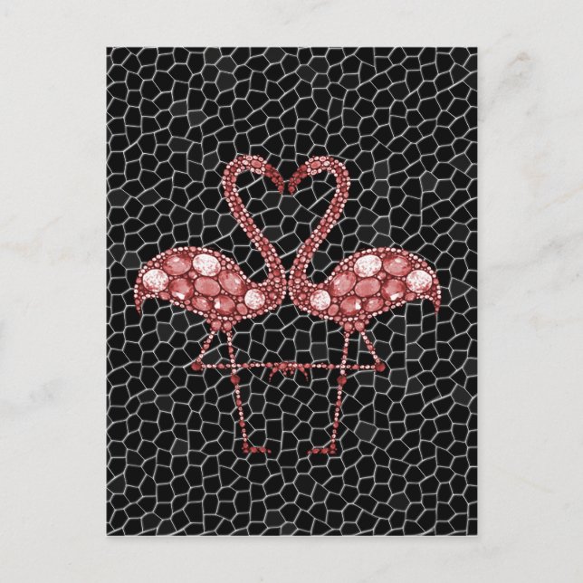 Moderne rosa und schwarze Flamingo Abstrakt Postkarte (Vorderseite)