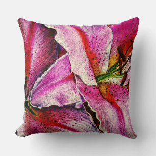 Moderne rosa und schwarze moderne Blume Kissen