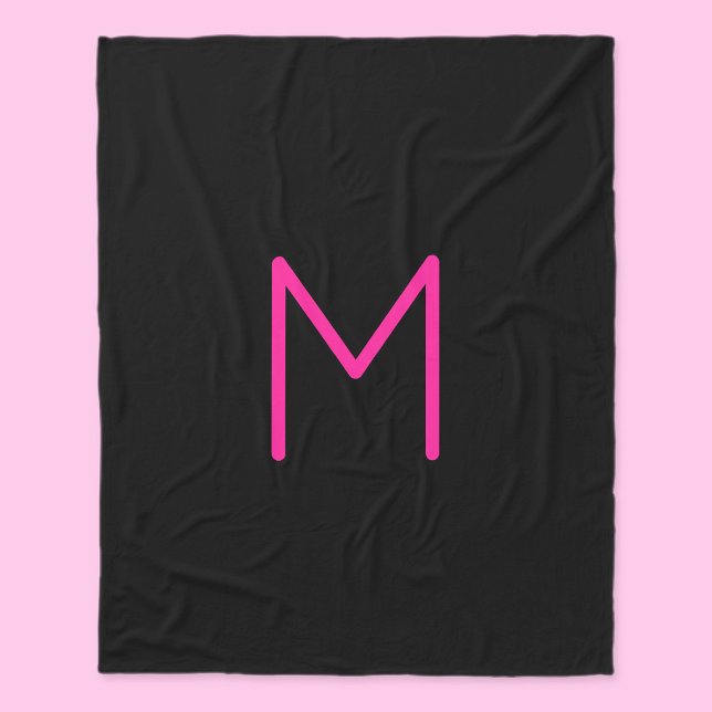 Moderne rosa und schwarze Monogramm Fleecedecke (Von Creator hochgeladen)