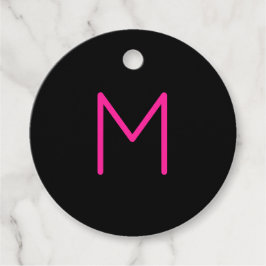 Moderne rosa und schwarze Monogramm Geschenkanhänger