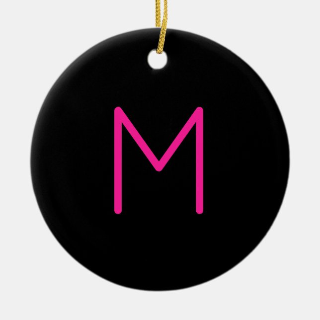 Moderne rosa und schwarze Monogramm Keramik Ornament (Vorne)