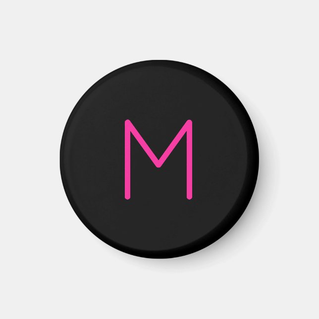 Moderne rosa und schwarze Monogramm Magnet (Vorne)